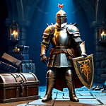 세븐나이츠 이벤트 참여 전략 - Event Dungeon Success**
"A fully armored knight, victorious pose, standing before a cleared event d...
