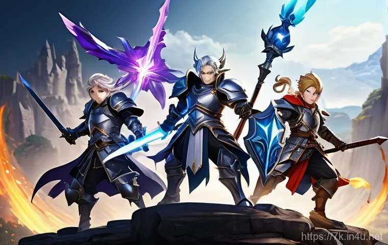 세븐나이츠 캐릭터 인기 순위 - A group of adorable, chibi-style (SD) heroes from "Seven Knights Rebirth" standing confidently in a ... 세븐나이츠 캐릭터 인기 순위 - A group of adorable, chibi-style (SD) heroes from "Seven Knights Rebirth" standing confidently in a ...